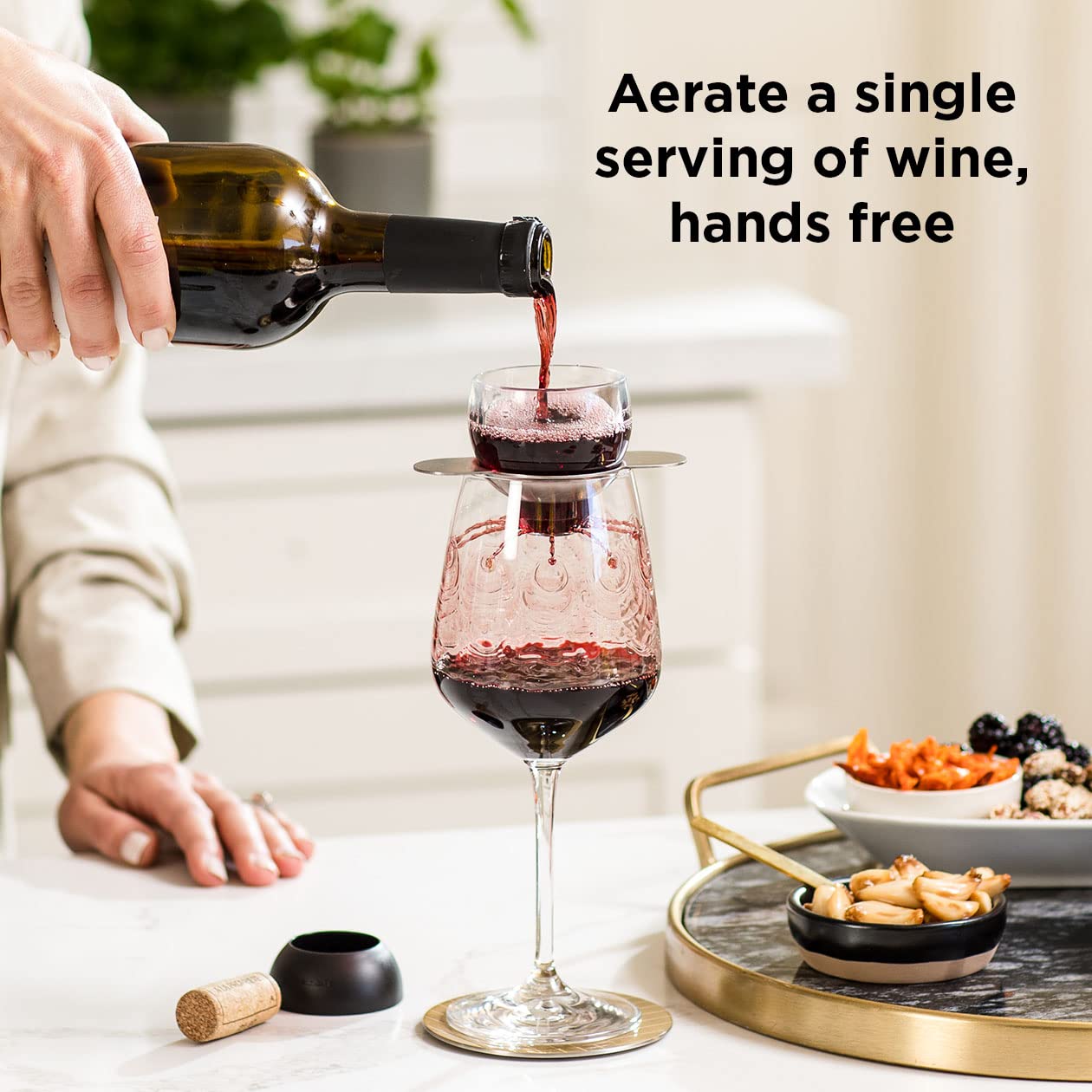 Rabbit Wine, Wine Aerator with Sediment Strainer and Stand, Hand-Free Wine Decanter for Red Wine Lovers, 3.35 x 3.35 x 5.6 IN