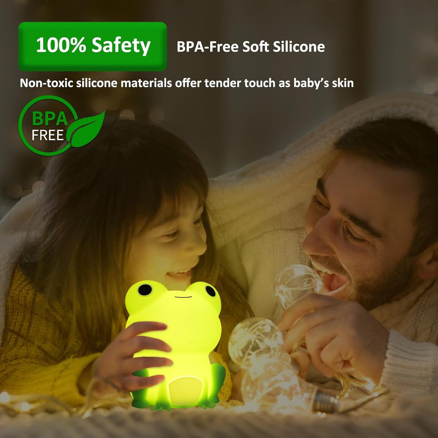 OkiyiD Frog Night Light - Rechargeable Dimmable Bedside Lamp with Touch Control | Portable Kids Gift