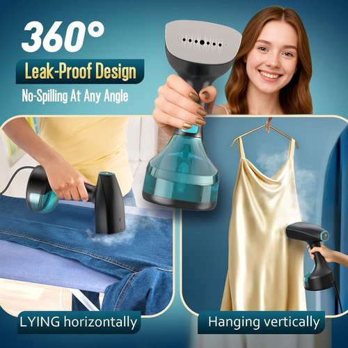 **Skiennix Handheld Clothes Steamer - 1900W Fast Wrinkle Remover with 300ml Capacity & 3 Steam Settings**