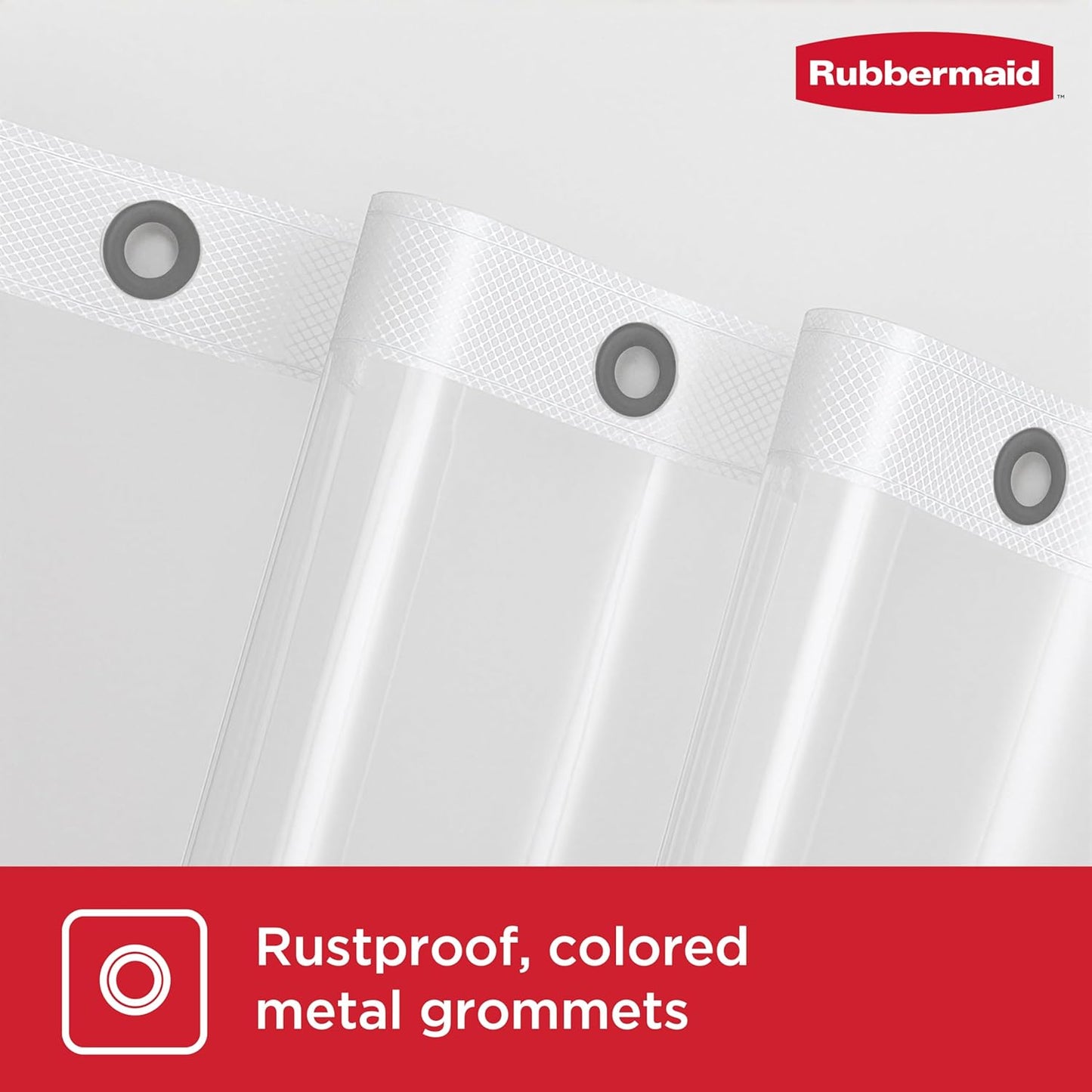Rubbermaid Waterproof PEVA Shower Curtain Liner - Heavyweight with Magnets & Rustproof Grommets | 70x72 Clear