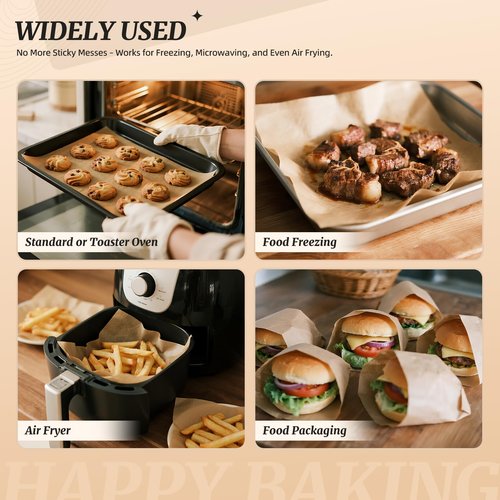 JAZB 200 Pcs Parchment Paper Sheets 9x13 Inches, Pre Cut Parchment Paper Sheets for Baking, Bread, Cakes, Cookies - Non-Stick Baking Paper Sheets for Grilling, Air Fryer