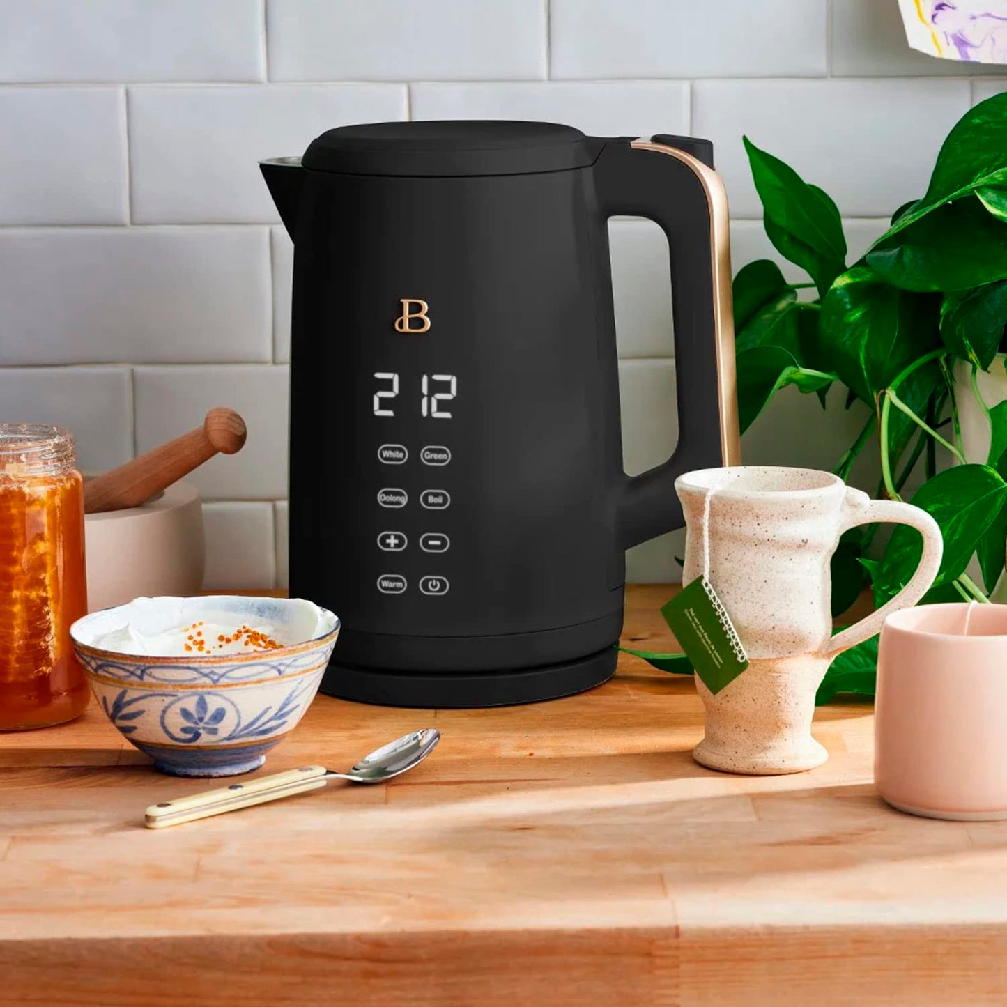 Beautiful 1.7 Liter One-Touch Electric Kettle, by Drew Barrymore (Black Sesame)