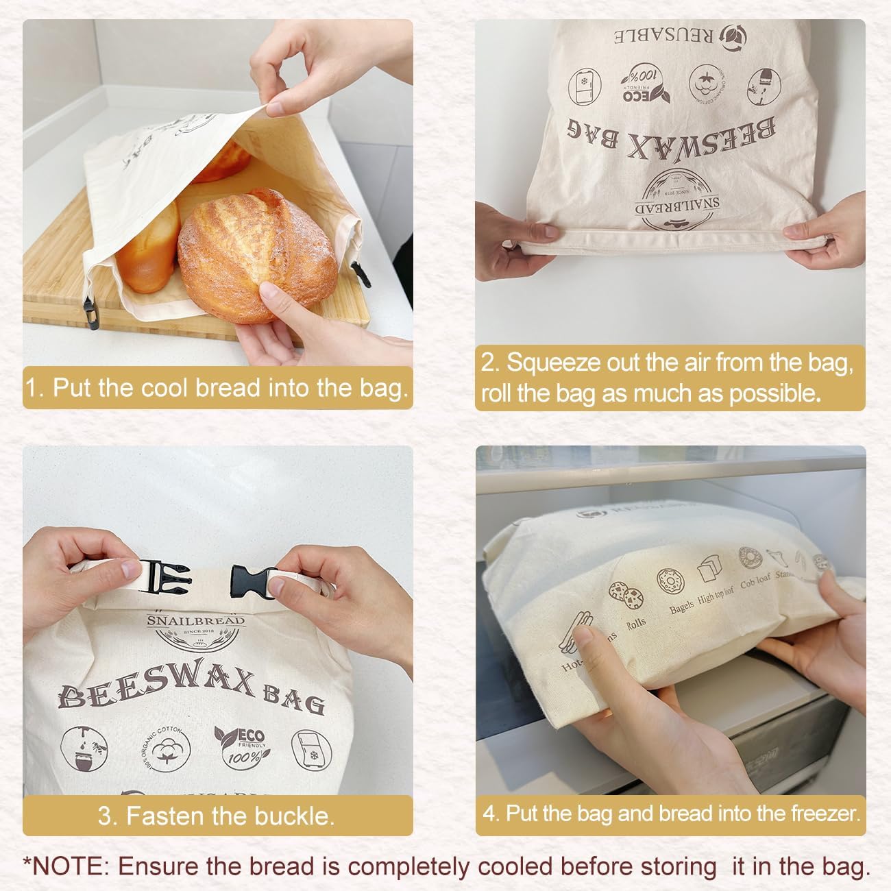 Skiennix Reusable Beeswax Bread Bags - XL Eco-Friendly Food Storage (13x17in, 2 Pack) | Moisture Lock for Fresh Homemade Bread