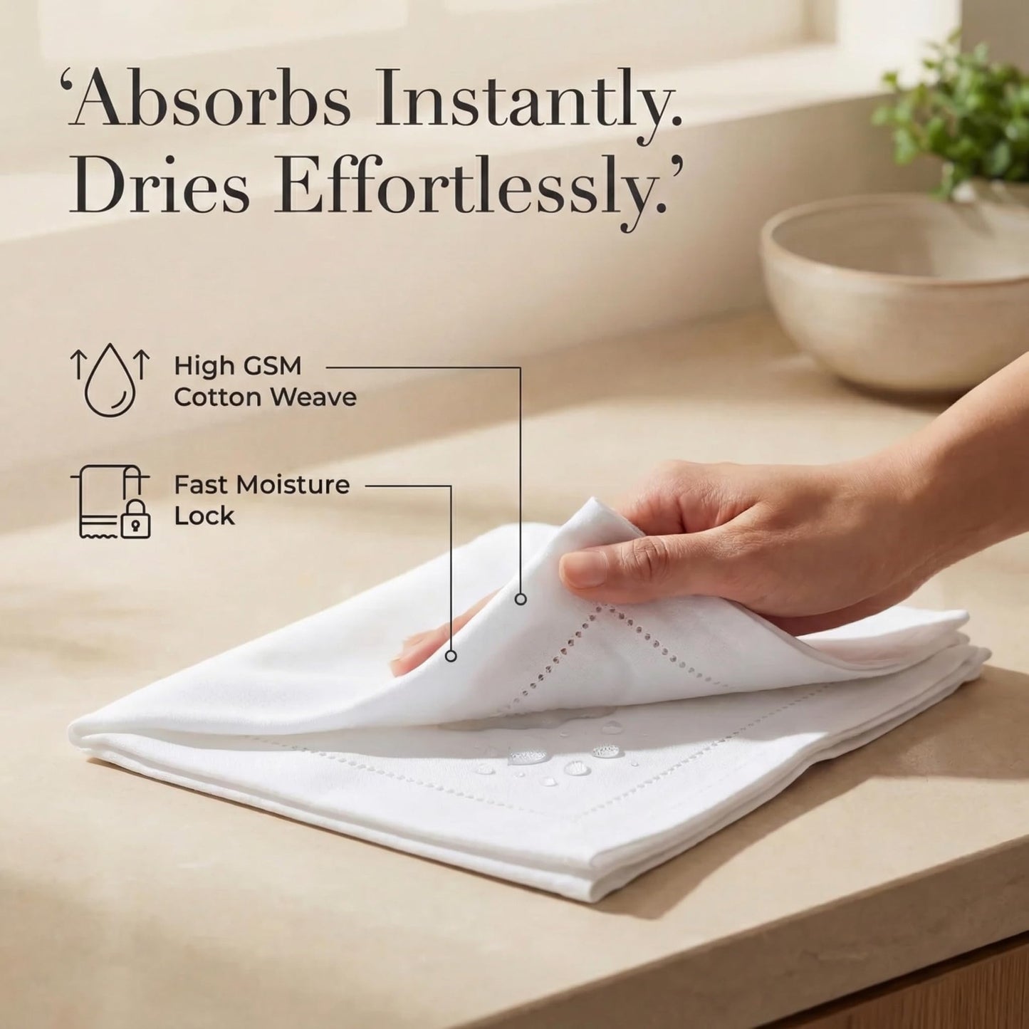 Urban Villa Cloth Napkins 100% Cotton Highly Absorbent Washable Reusable Premium Dinner Napkins Ideal for Gifts for Mothers Day Hotel Farmhouse Parties - White - Hemstitch (20" x 20", Set of 12)
