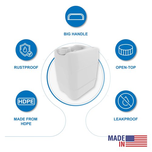 Foxx Life Sciences UN/DOT Tight Head Containers for Shipping, Transport, Storage, and Waste 20L (5 Gallon), High Density Poly Ethylene (HDPE), 70mm Cap, UN 3H1, Pack of 1