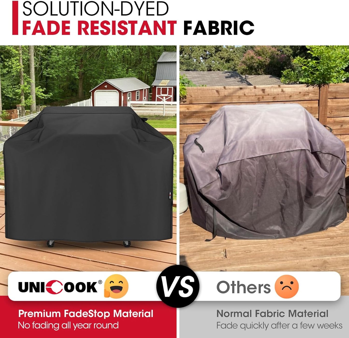 Unicook Grill Cover - 70 Inch Heavy Duty Waterproof BBQ Cover with Side Handles & Air Vents | Black