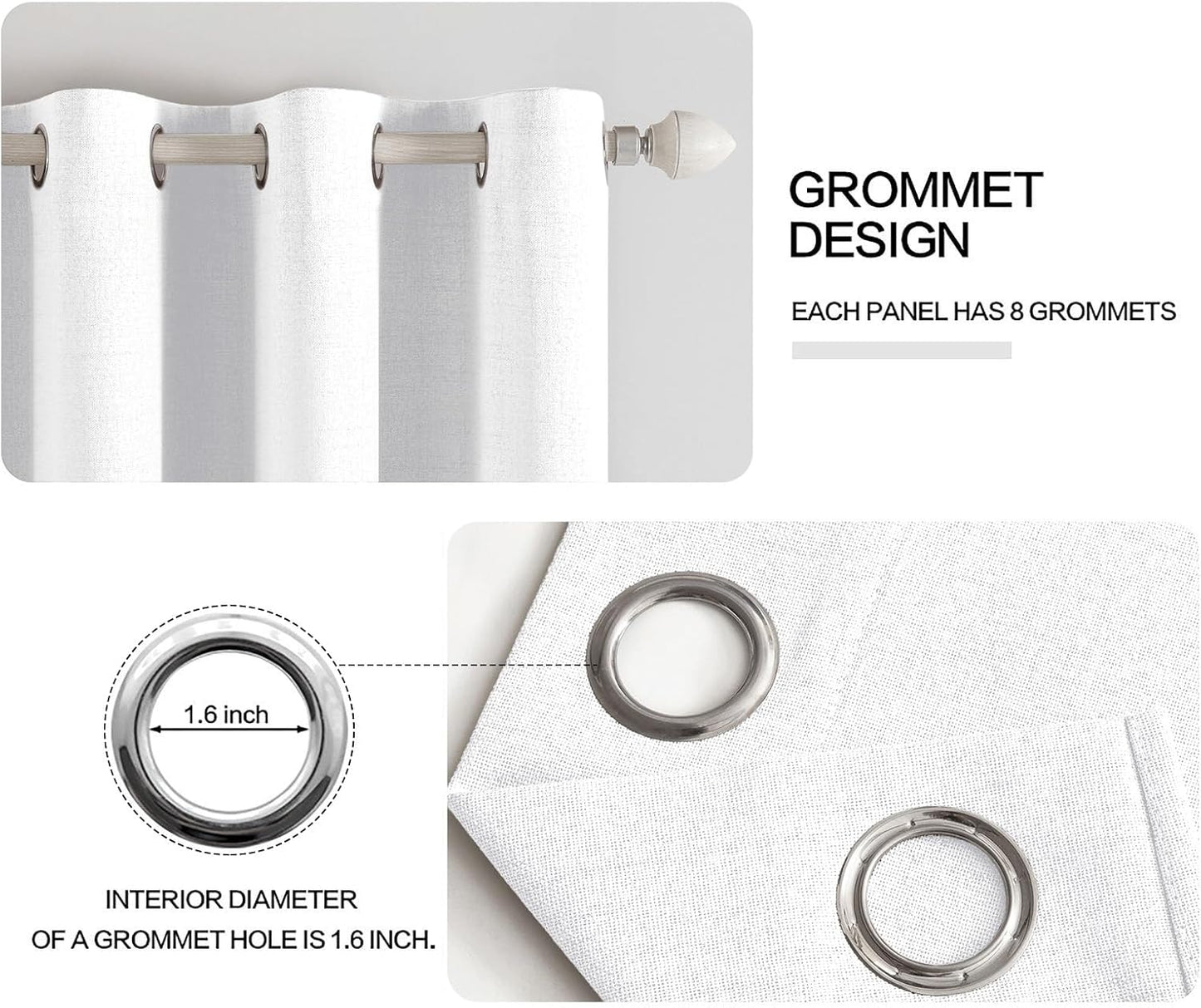 MIULEE Blackout Linen Textured Curtains - Thermal Insulated Room Darkening Drapes | Bright White, 52 x 84 Inch (2 Panels)