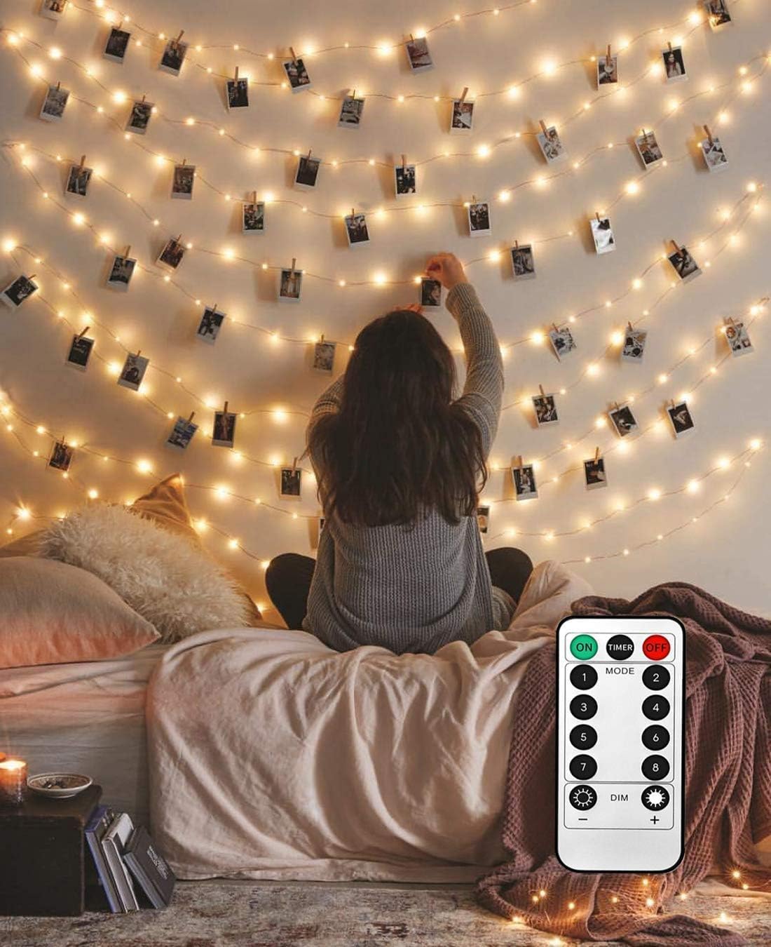 LiyuanQ 40 LED Photo Clip String Lights - Remote-Controlled Indoor Fairy Lights for Photos | USB Operated, Warm White