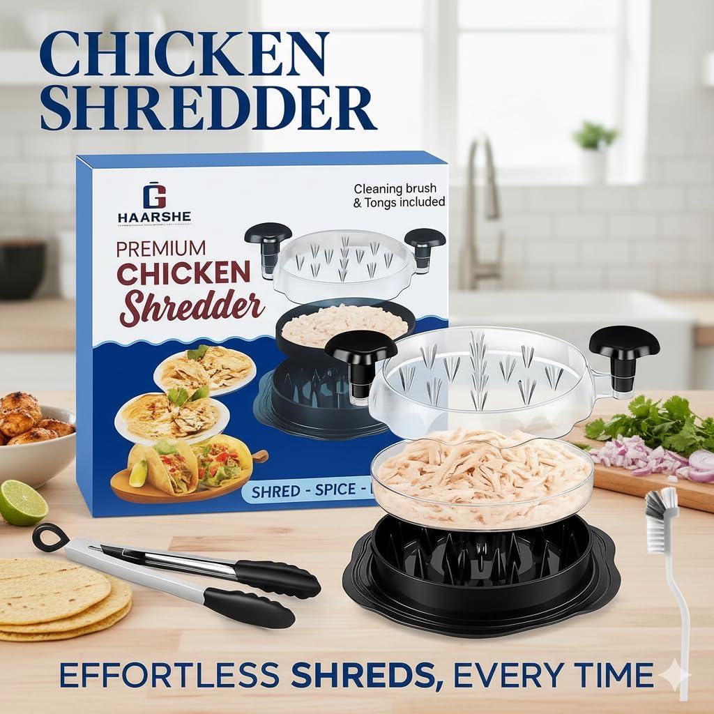 Skiennix 5-in-1 Chicken Shredder Tool - Ergonomic Anti-Slip Handle, Dishwasher Safe, 10'' Size
