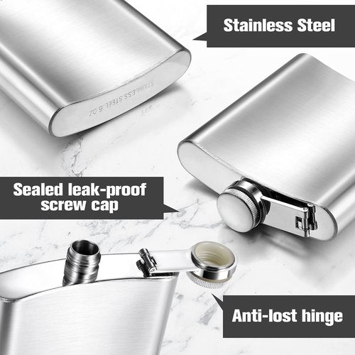 Honeydak 20 Pcs 8 oz Hip Flask for Liquor Stainless Steel Liquor Flask for Men Women with Leak Proof Funnels, Wine Glass Wedding Party Groomsman Bridesmaid Camping Birthdays Gift