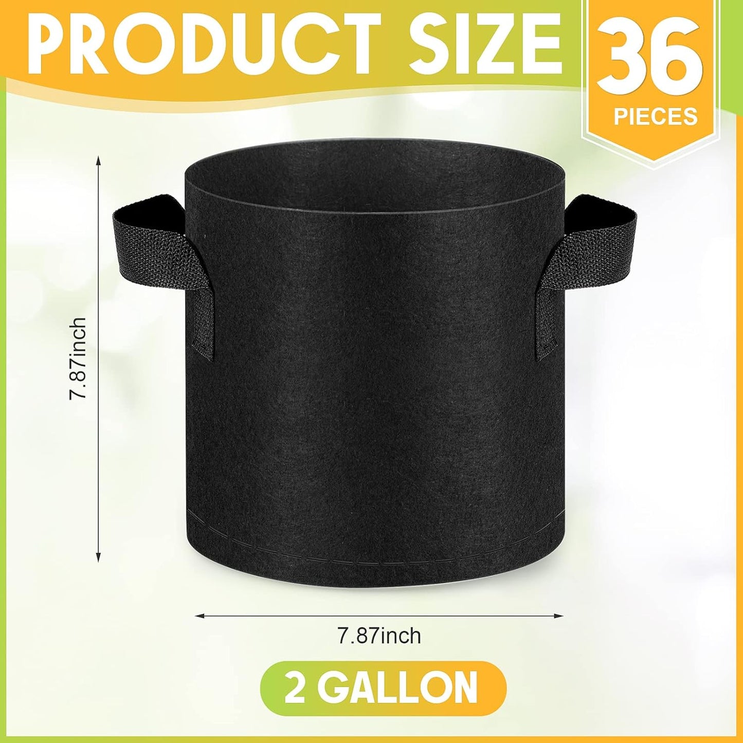 Nuanchu Grow Bags - 36 Packs of Heavy-Duty Aeration Fabric Pots with Handles for Healthy Root Growth | 2 Gallon
