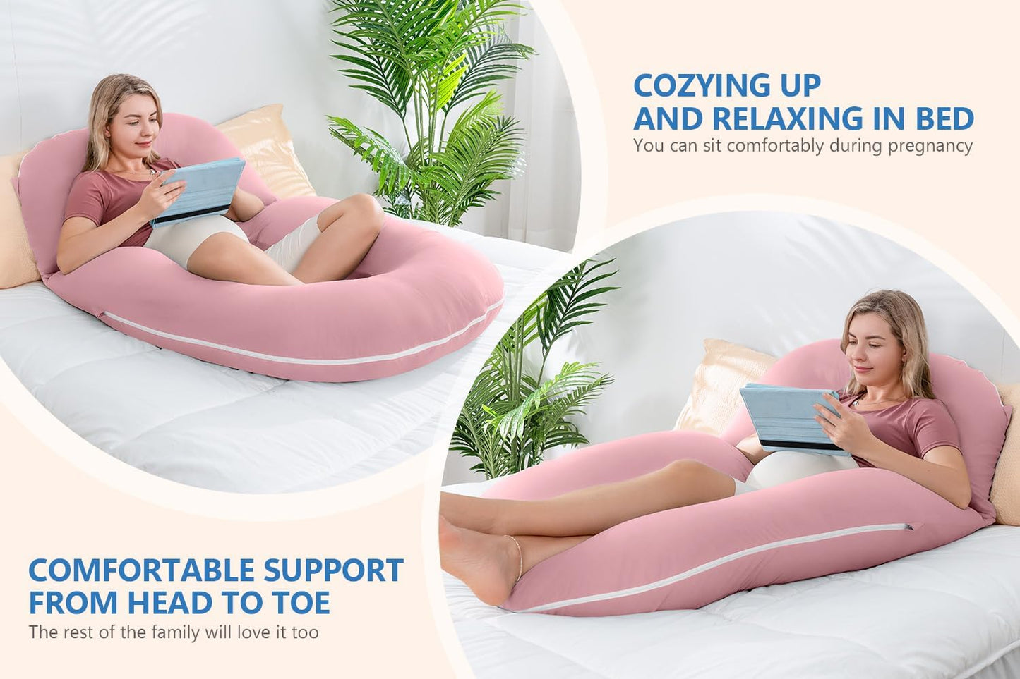 INSEN Pregnancy Pillows, Detachable Body Pillow for Sleeping, Nurse & Relax, Multi-Use Pregnancy Pillows for Pregnant Women, Grey