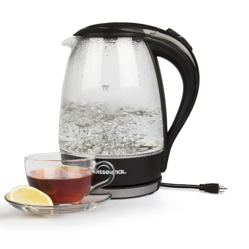 Electric Water Tea Kettle (1.7Liters) -Fast Heating w Auto Shut-Off, Boil-Dry Protection & Cool Touch Handle- Non Slip 360° Rotary Base -30" Cord Wraps into Base for Easy Storage & Cordless Serving