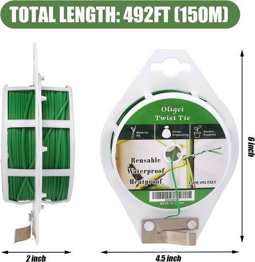 Green Garden Wire - Sturdy Plant Ties with Cutter for Indoor & Outdoor Use | 492FT (150m)