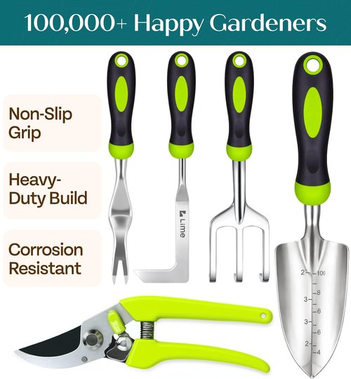 GROWIT Heavy Duty Gardening Tools Set - Durable & Ergonomic Gifts for Gardeners | Perfect for Men & Women