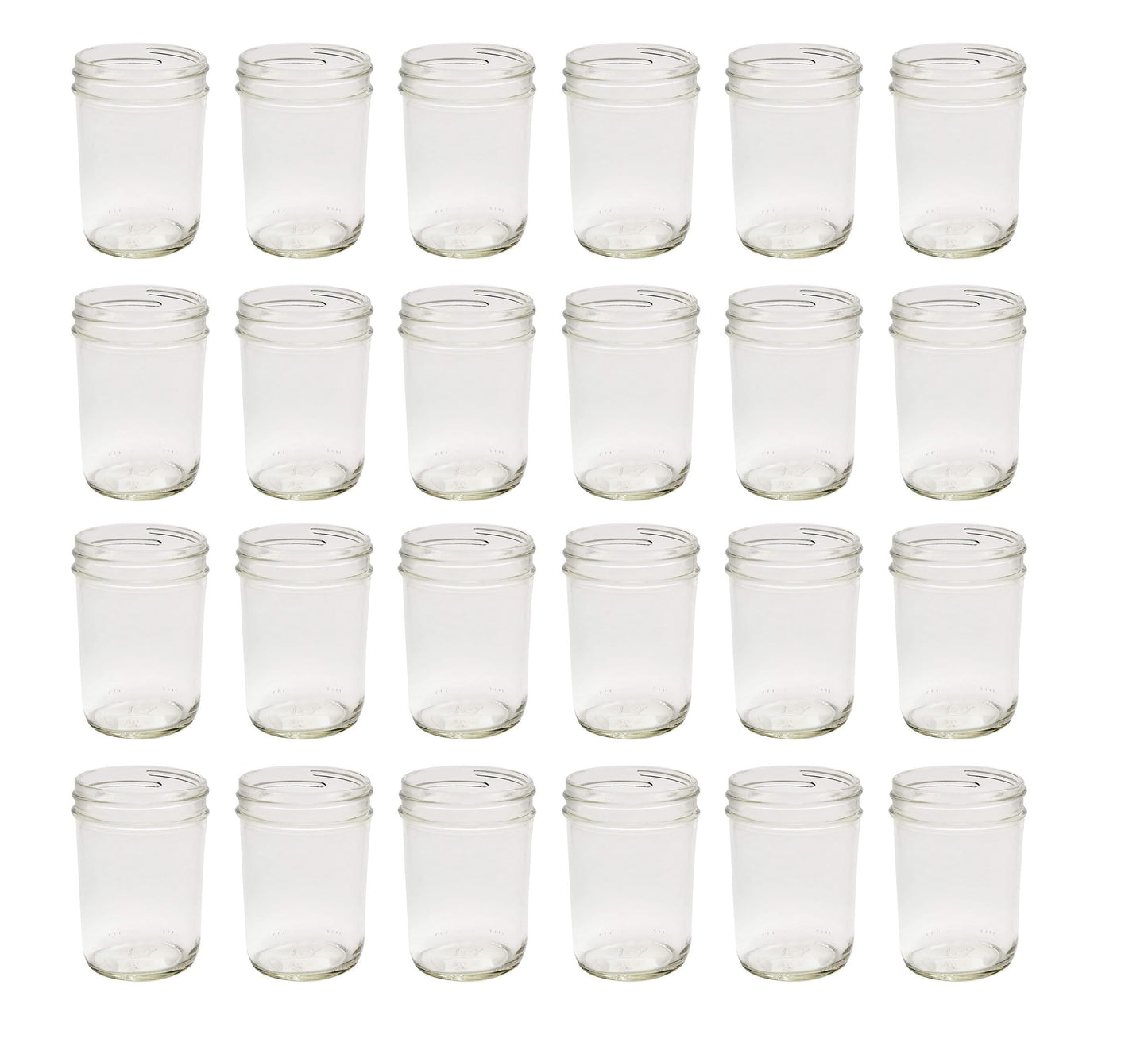 North Mountain Supply 8 Ounce Glass Regular Mouth Tapered Mason Canning Jars - No Lids - Case of 24