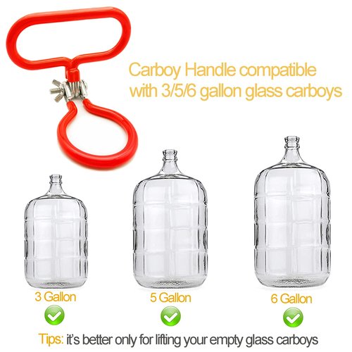 Carboy Handle, 2 Pack Carboy Carrying Handle Heavy Duty Carboy Holder for Smooth Neck 3 Gallon 5 Gallon 6 Gallon 6.5 Gallon Glass Carboys for Fermenter Wine Making Beer Brewing Home Brewing Equipment