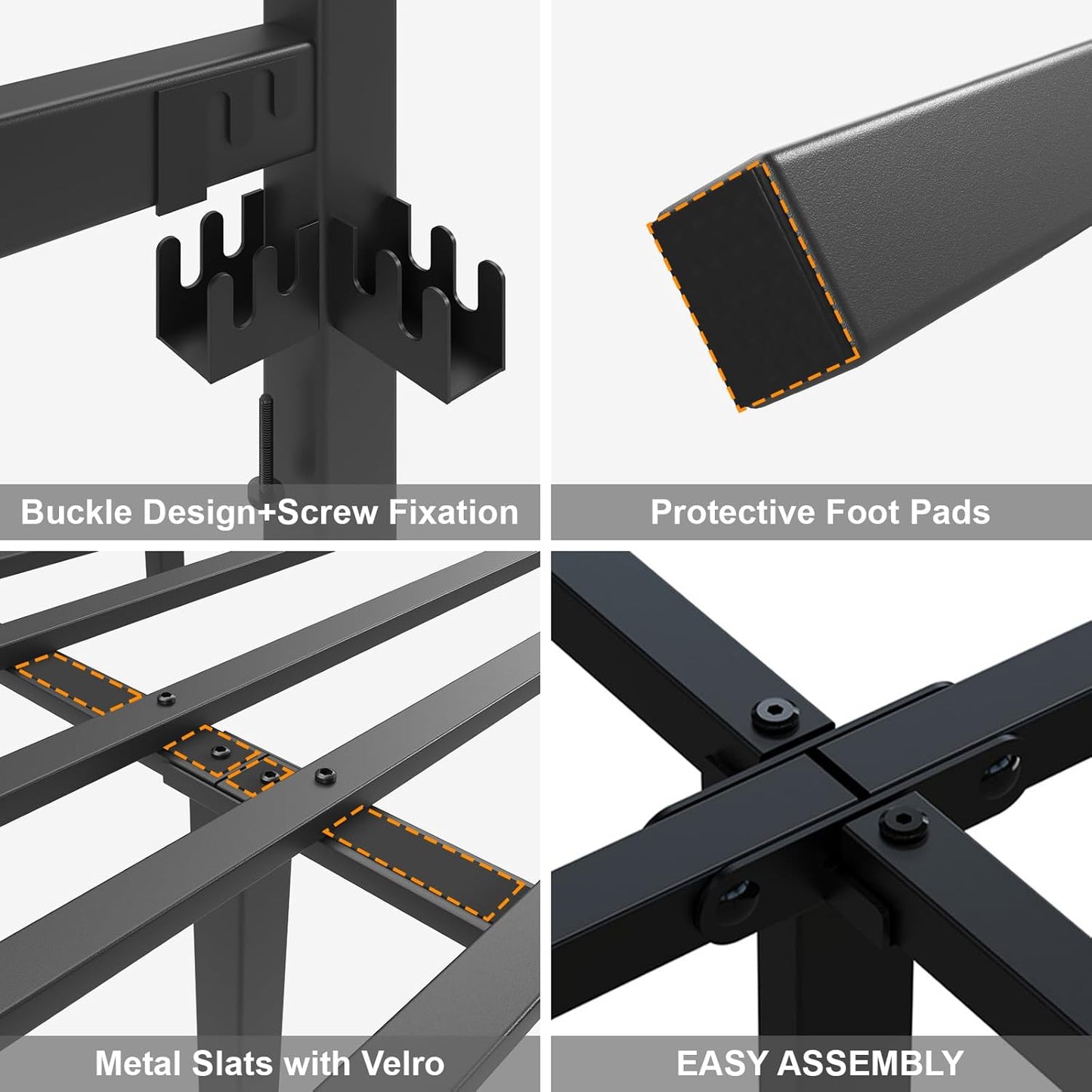LoVinson Full Size Bed Frame - Heavy Duty Metal Platform with Under Bed Storage | Easy Assembly, Black