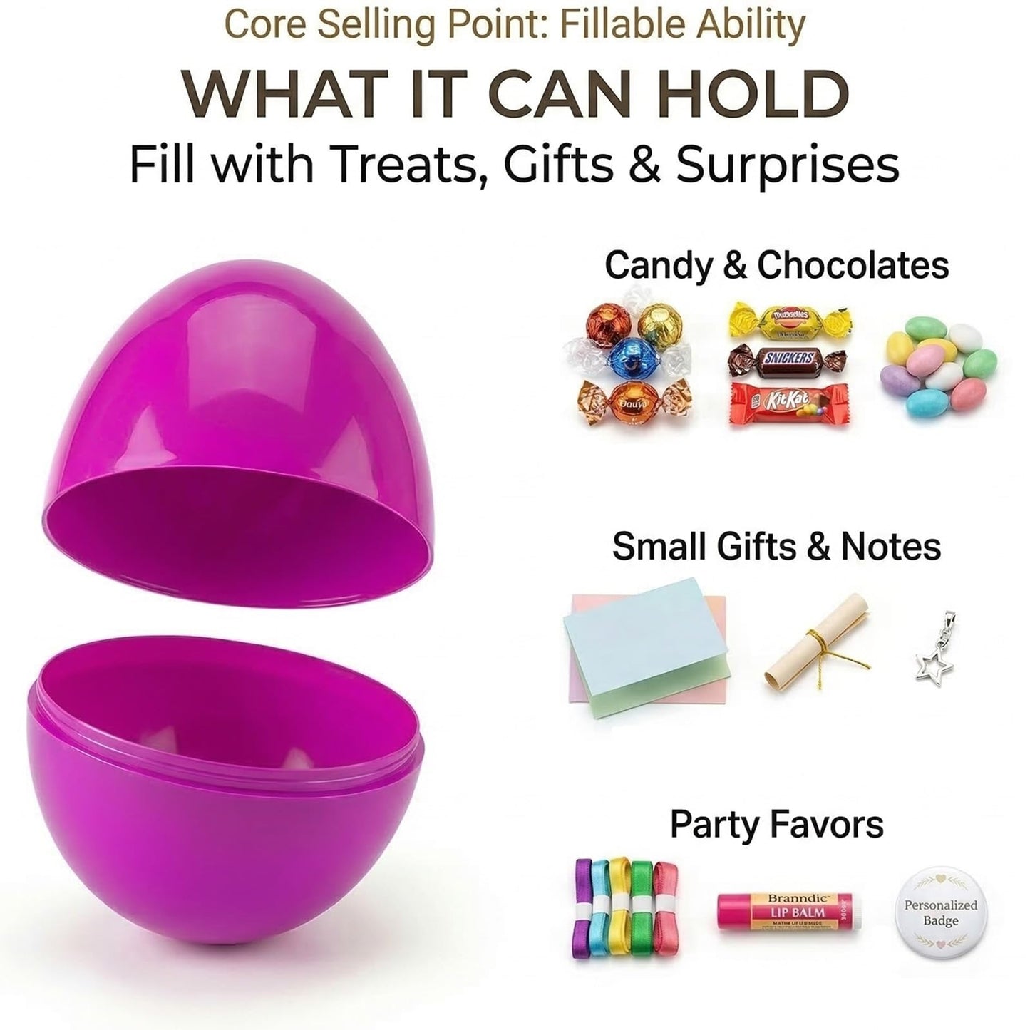 ROSAUI 36 Pack Large Fillable Easter Eggs (3.5"), Flat Bottom Plastic Eggs with Ribbons – Reusable Hanging Decor for Egg Hunts, Baskets & Holiday Displays