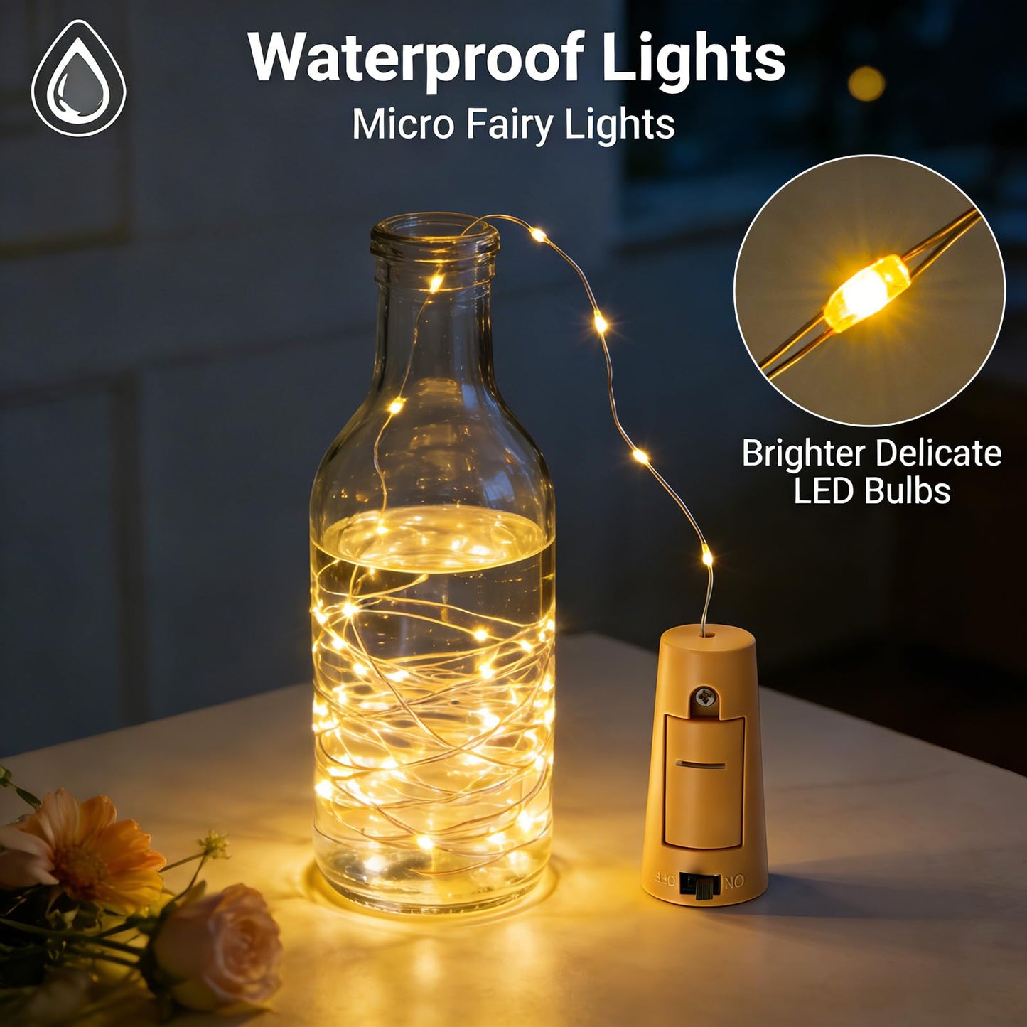 VOOKRY Wine Bottle Lights with Cork, 20 LED 8 Pack Battery Operated Cork Fairy String Lights Waterproof Mini Copper Wire Bottle Lights for Jar DIY, Party Wedding Gifts, Bar Decoration, Warm White