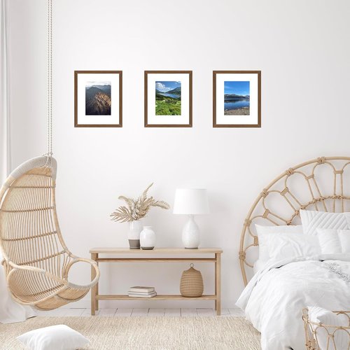 Brown 8x10 Picture Frame by [Brand Name] - Versatile Wall Hanging & Tabletop Display with 5x7 Mat