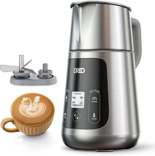 DREO Electric Milk Frother - All-in-One Foam Maker for Coffee & Latte Art | 15oz Capacity, Easy to Clean