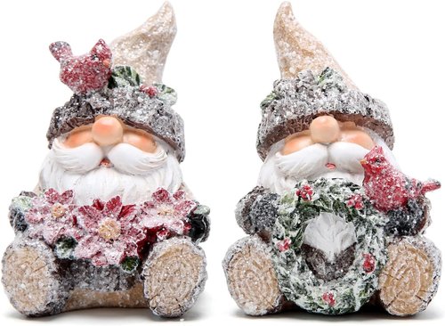 Hodao Christmas Santa Figurines - Handmade Wooden Decor for Holiday Celebrations | 2 PCS Set (Brown)