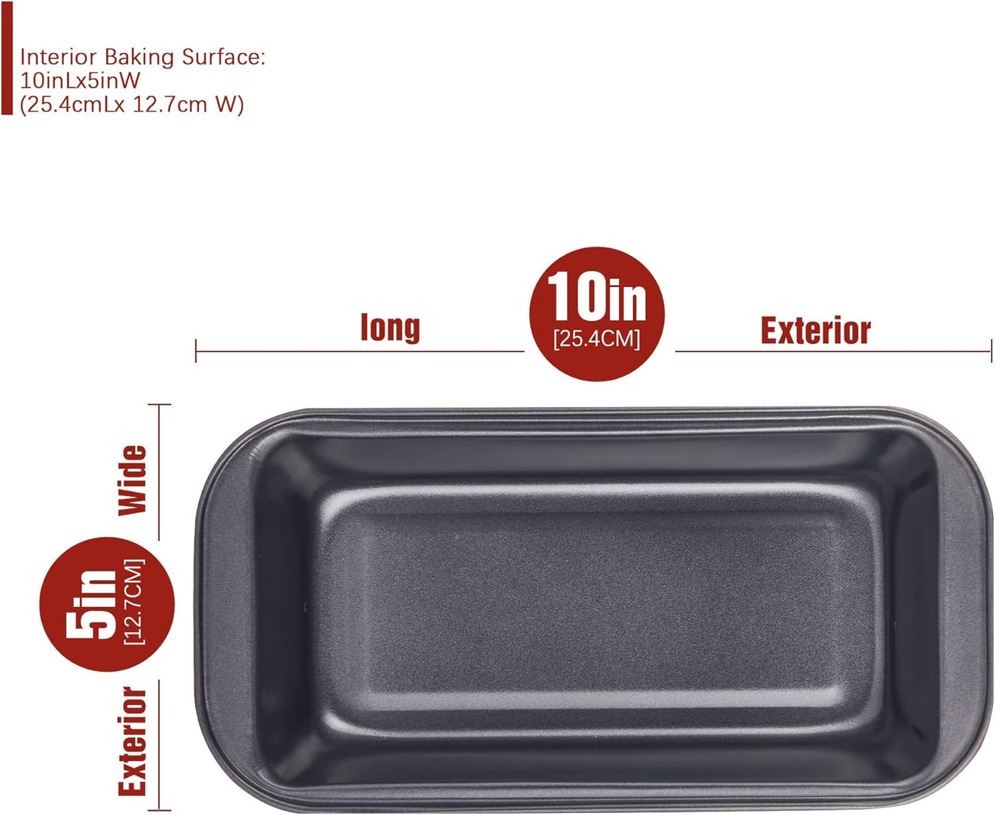 KITESSENSU Carbon Steel Nonstick Loaf Pan - Easy Grip Handles for Baking Bread & Cakes | Set of 2, Gray