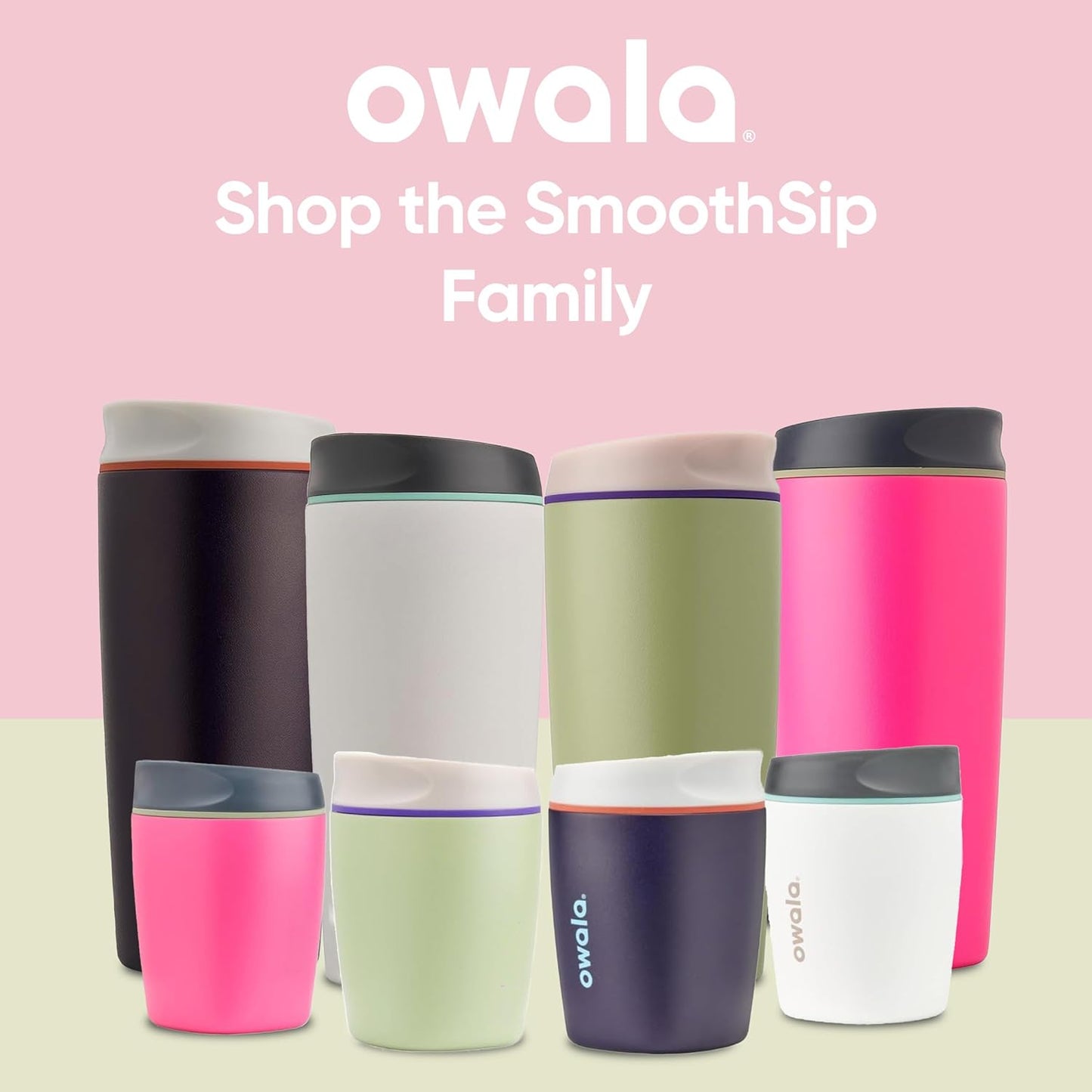 Owala SmoothSip Insulated Stainless Steel Coffee Tumbler - Reusable Hot & Iced Coffee Mug, 20 oz, Pink