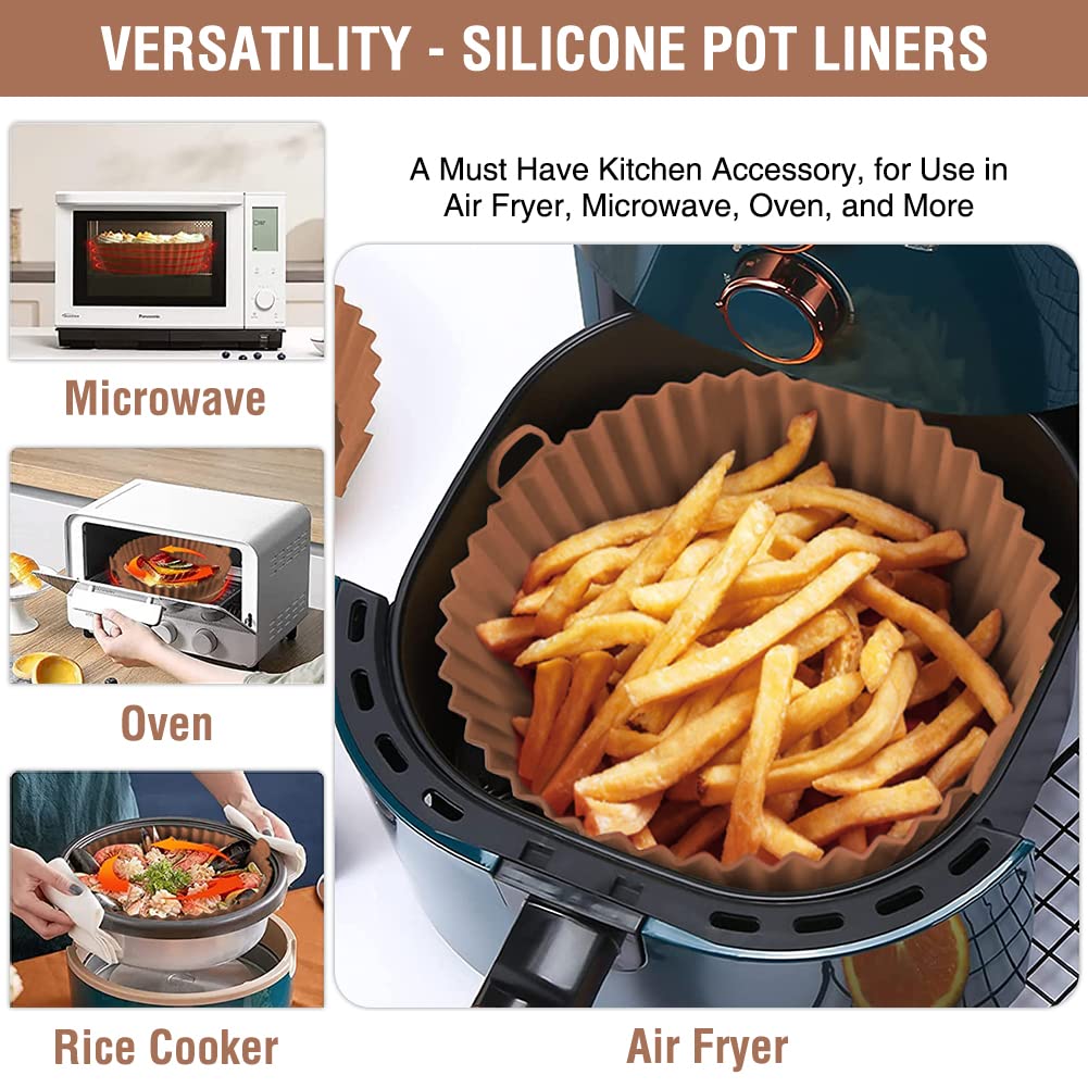 Air Fryer Silicone Liners for Ninja Air Fryer AF101 4 QT AF150 AF161 5.5 QT MAX XL, for COSORI/Gourmia/PowerXL/InstantPot/Philips 4QT and Most 3 to 5 QT Airfryers, Better than Parchment Paper Liners