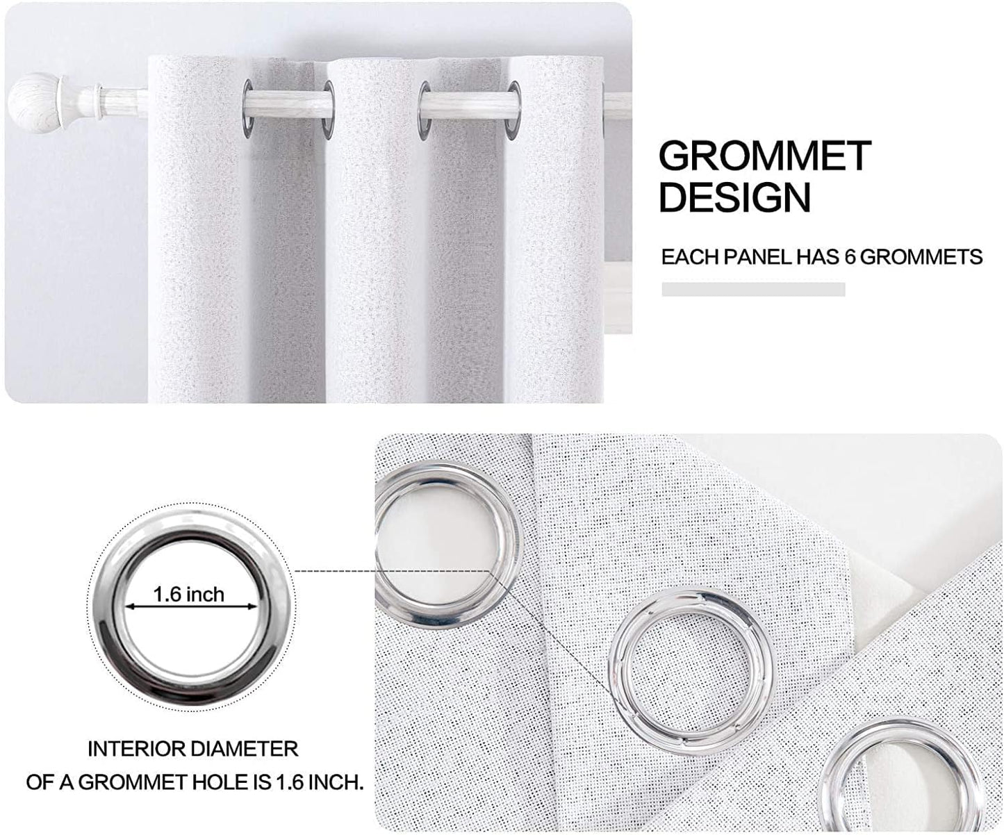 MIULEE Blackout Curtains - 100% Thermal Insulated Room Darkening Drapes | Grayish White, 42x90 Inch (2 Panels)