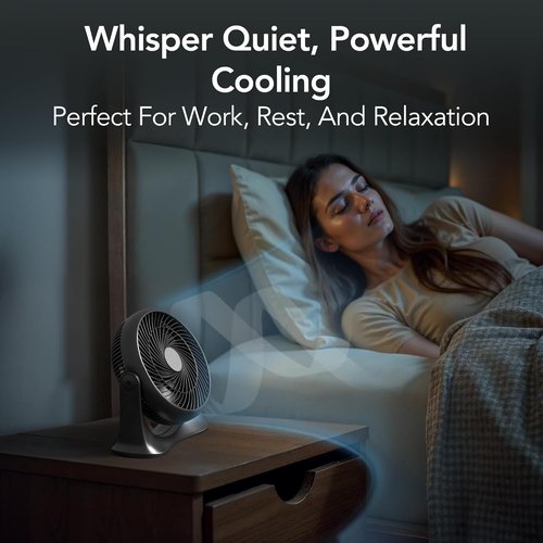 EZ-CHILL High Velocity Tabletop Air Circulator Fan - Quiet 3-Speed Personal Fan | 90-Degree Tilt, Black