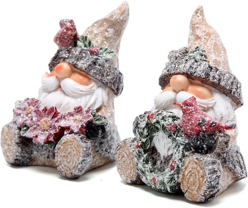 Hodao Christmas Santa Figurines - Handmade Wooden Decor for Holiday Celebrations | 2 PCS Set (Brown)