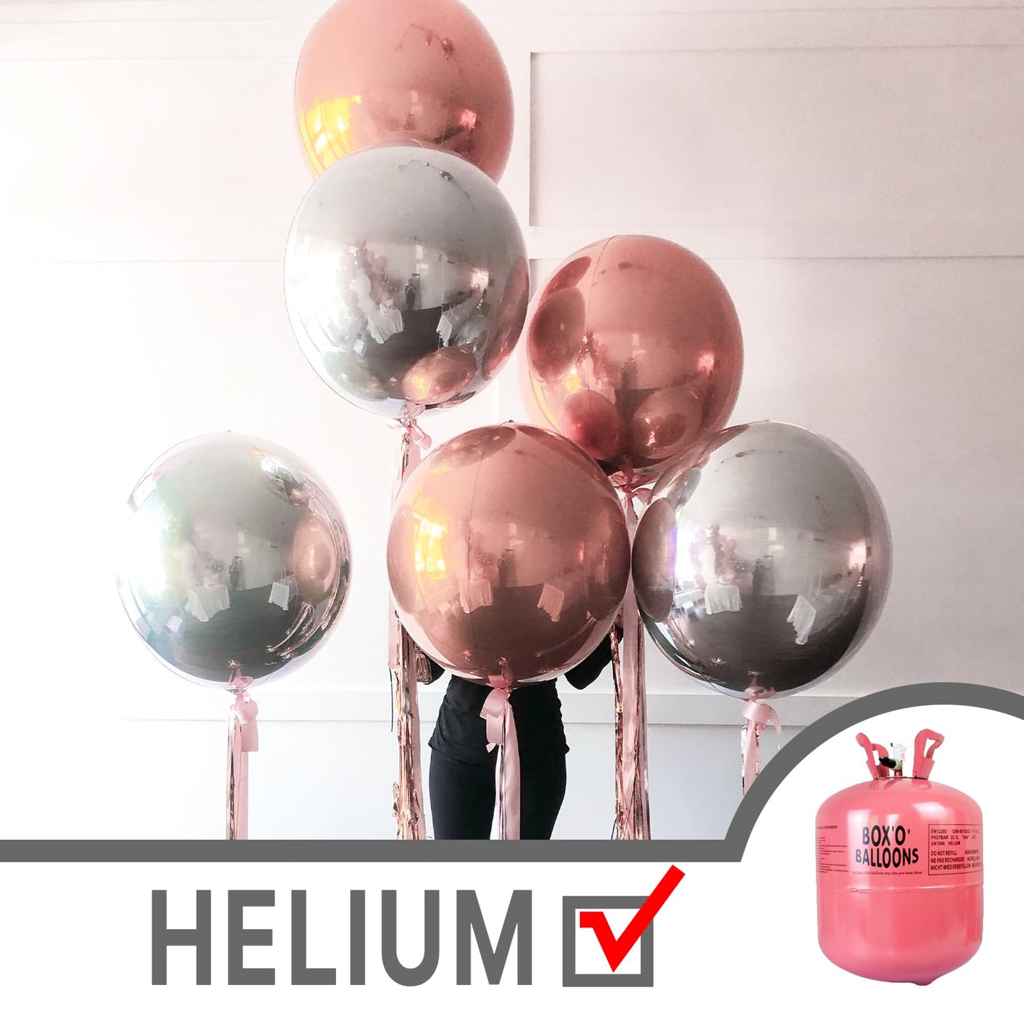 PartyWoo Metallic Silver Foil Balloons 6pcs 22 Inch Large Round Foil Big Giant 4D Jumbo Inflatable Mirror Ball Mylar Balloons for Graduation Birthday Engagement Space Themed Party Decorations