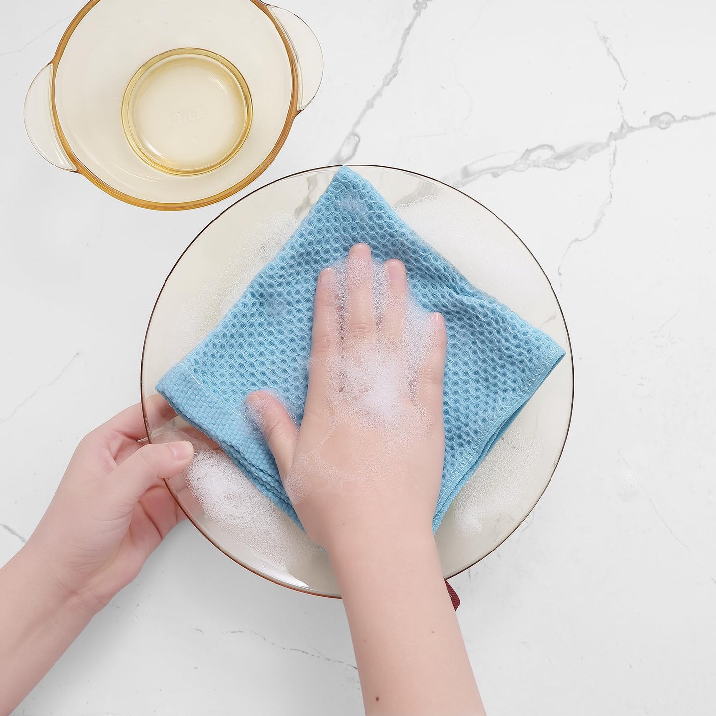 Homaxy 100% Cotton Waffle Weave Kitchen Dish Cloths, Ultra Soft Absorbent Quick Drying Dish Towels, 12 x 12 Inches, 8-Pack, Sky Blue