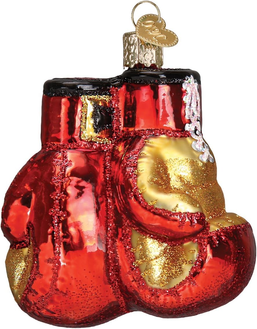 Boxing Gloves Glass Ornament - Handcrafted Christmas Tree Decoration, Sport Collection