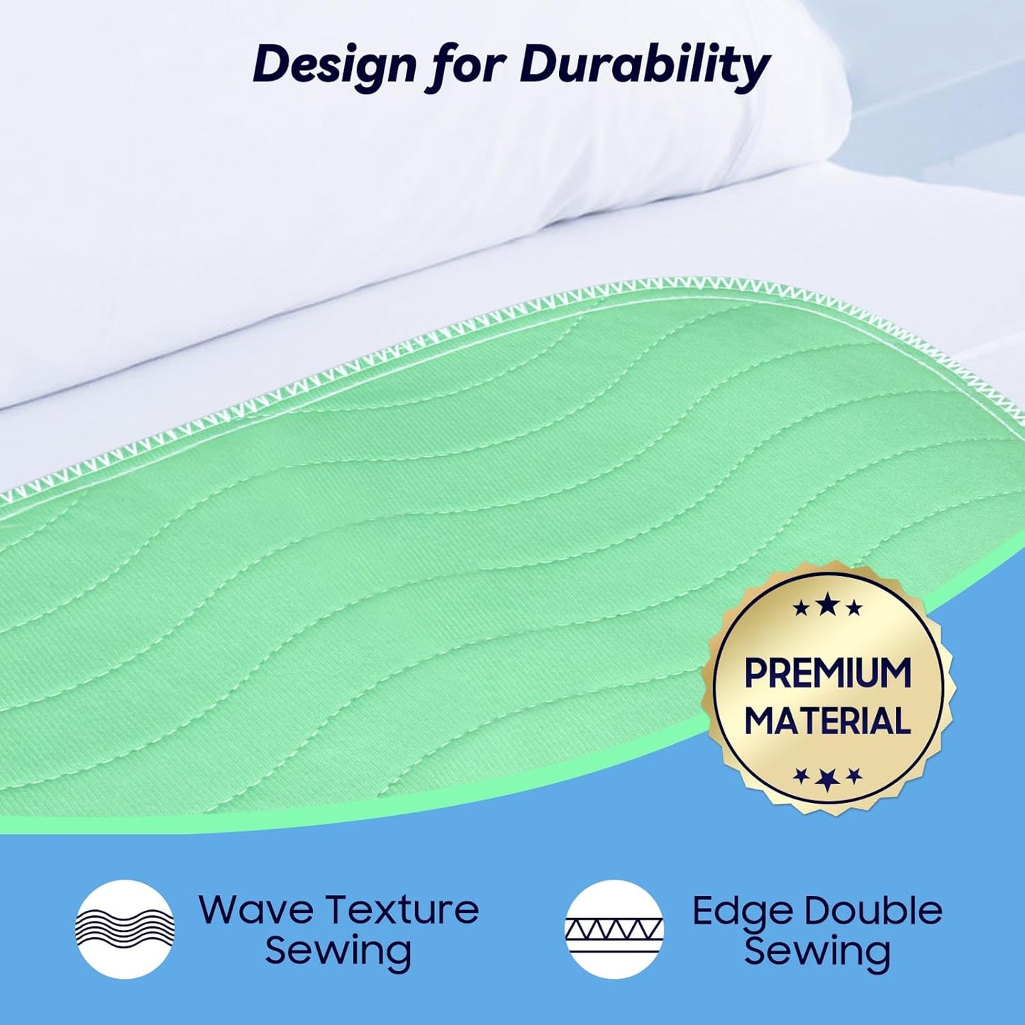 Skiennix 4 Pack Washable Underpads - Extra Heavy Absorbency Waterproof Bed Pads for Adults & Dogs | 24” x 24”