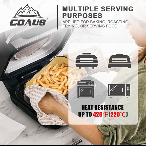 GOAUS Parchment Paper Liners - 150 Disposable Rectangle Accessories for Ninja Foodi XL Air Fryer