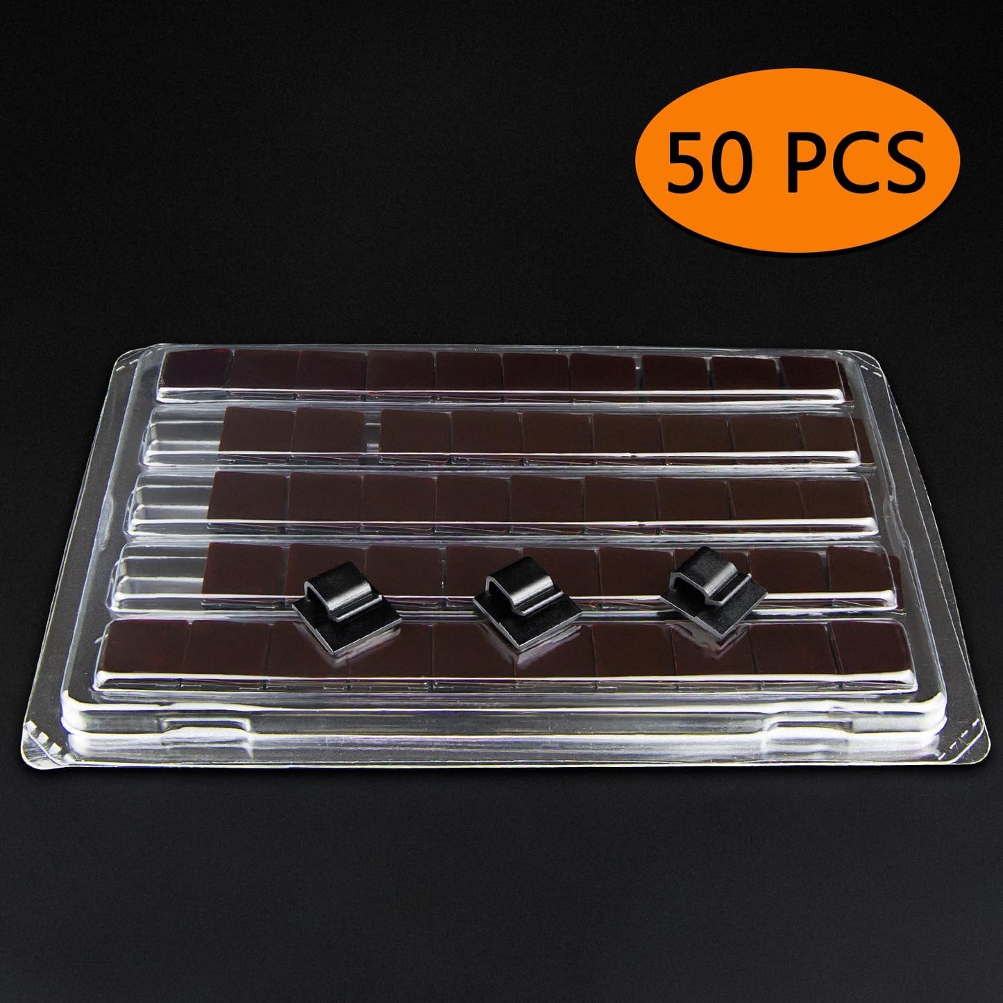 SOULWIT Cable Management Clips - 50 Pcs Self-Adhesive Wire Organizers for Home & Office | Black