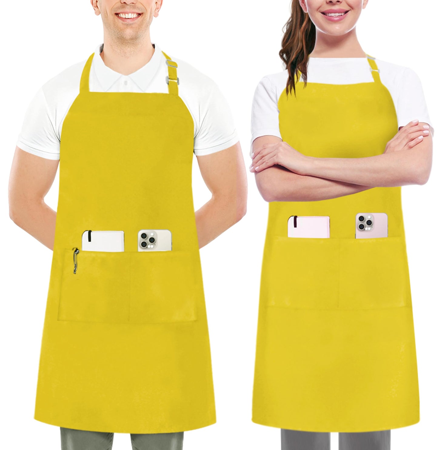 Utopia Kitchen 2 Pack Bib Apron, Adjustable with 2 Pockets, Water and Oil Resistant, Cooking Kitchen Chef Apron for Women Men