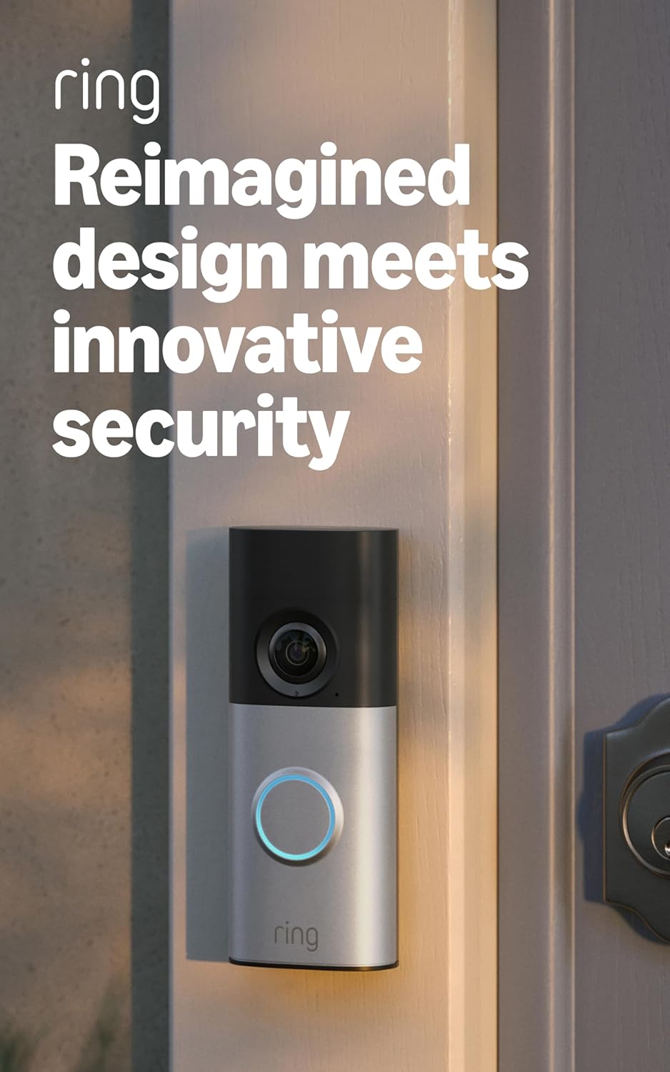 Ring Wired Doorbell Plus - 2K Wide-Angle Video Security Camera with 4x Zoom & Low-Light Vision | Nickel Silver