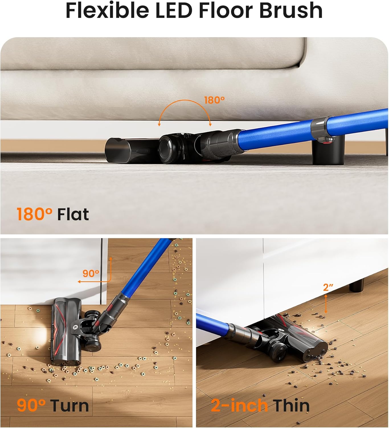 NADALY Cordless Vacuum Cleaner - 550W, 45Kpa Suction, 65 Minutes Runtime | 8-in-1 Lightweight Design for Home & Pet Hair