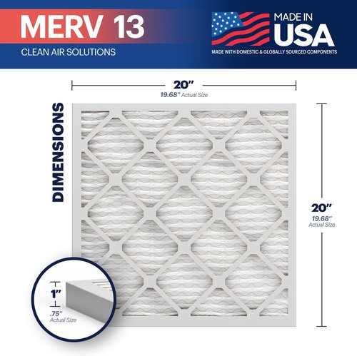BNX TruFilter MERV 13 20x20x1 Air Filters (6-Pack) - Electrostatic Pleated HVAC Filters for Allergies & Smoke
