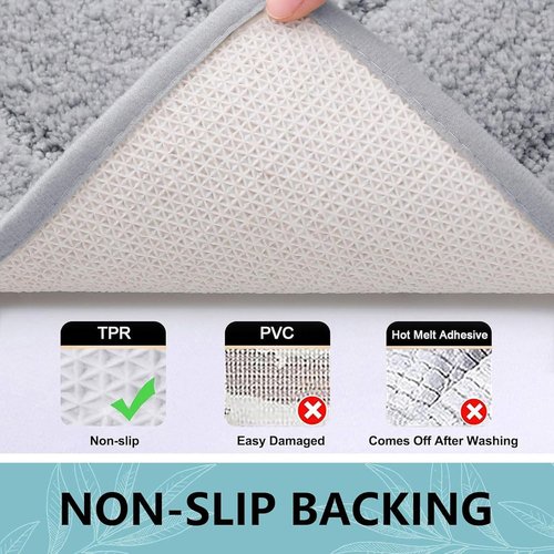 Buganda Bathroom Rugs - Soft, Absorbent Microfiber Non-Slip Bath Mats | 24" x 16", Grey