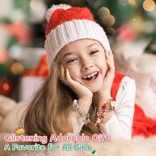 Advent Calendar 2025 - Girls' DIY Charm Bracelet | 24-Day Christmas Countdown Gift in Red