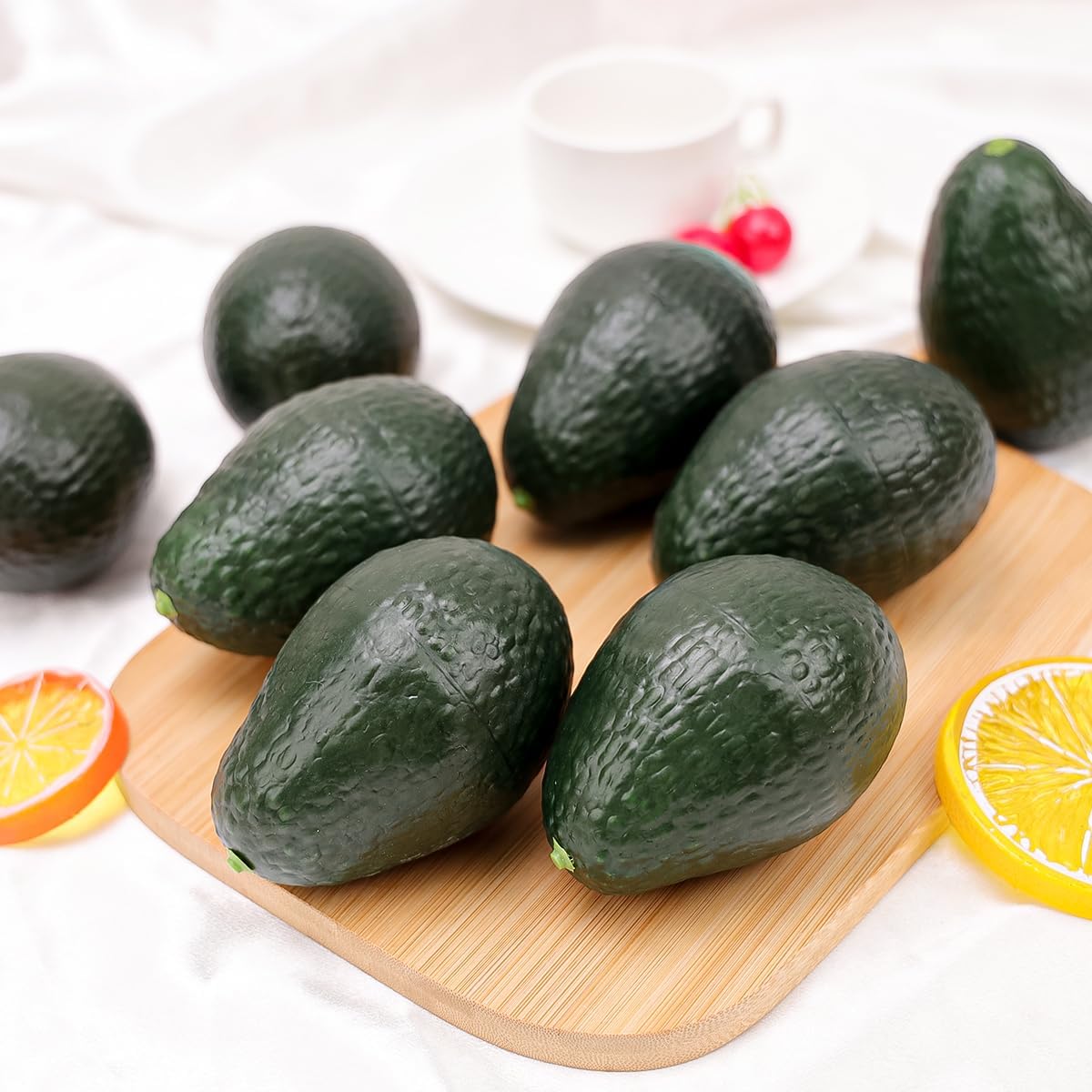 Artificial Lifelike Avocado Decorations - 6pcs Fake Fruit for Home & Party Props