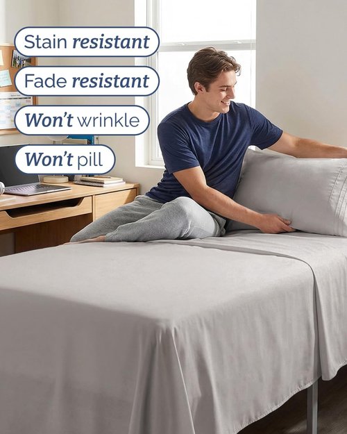 Comfy Twin XL Sheet Set by [Brand Name] - Breathable Cooling Bedding | Soft, Wrinkle-Free, Deep Pockets - Light Grey
