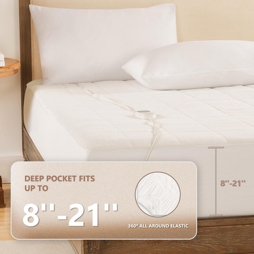 Homemate Heated Mattress Pad Full Size for Cold Sleepers, 5 Heated Setting Coral Fleece Electric Mattress Pad Full, Bed Warmer with Single Controller & Auto Off 10 Hours, Fit Up to 21 Inch, 75"x54"