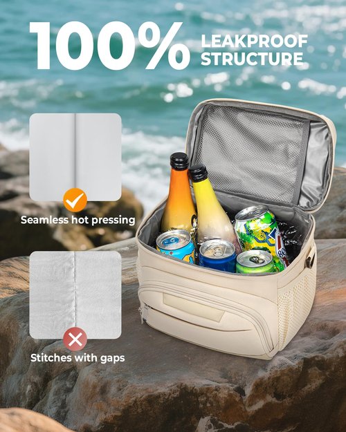 HORJONES Lunch Boxs for Women/Men Insulated Lunch Bag,Leakproof Lunchbox with Adjustable Shoulder Strap for Adults,Soft Cooler Tote Bag for Office Fitness Picnic Beach Travel - Beige 12-Can(8L)