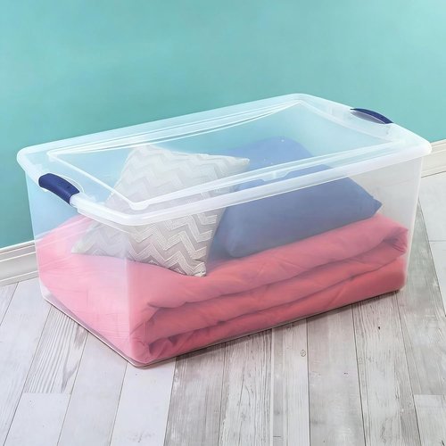 Clear Plastic Storage Bin - 105 Quart Latch Box with Clear Lid | Durable & Versatile